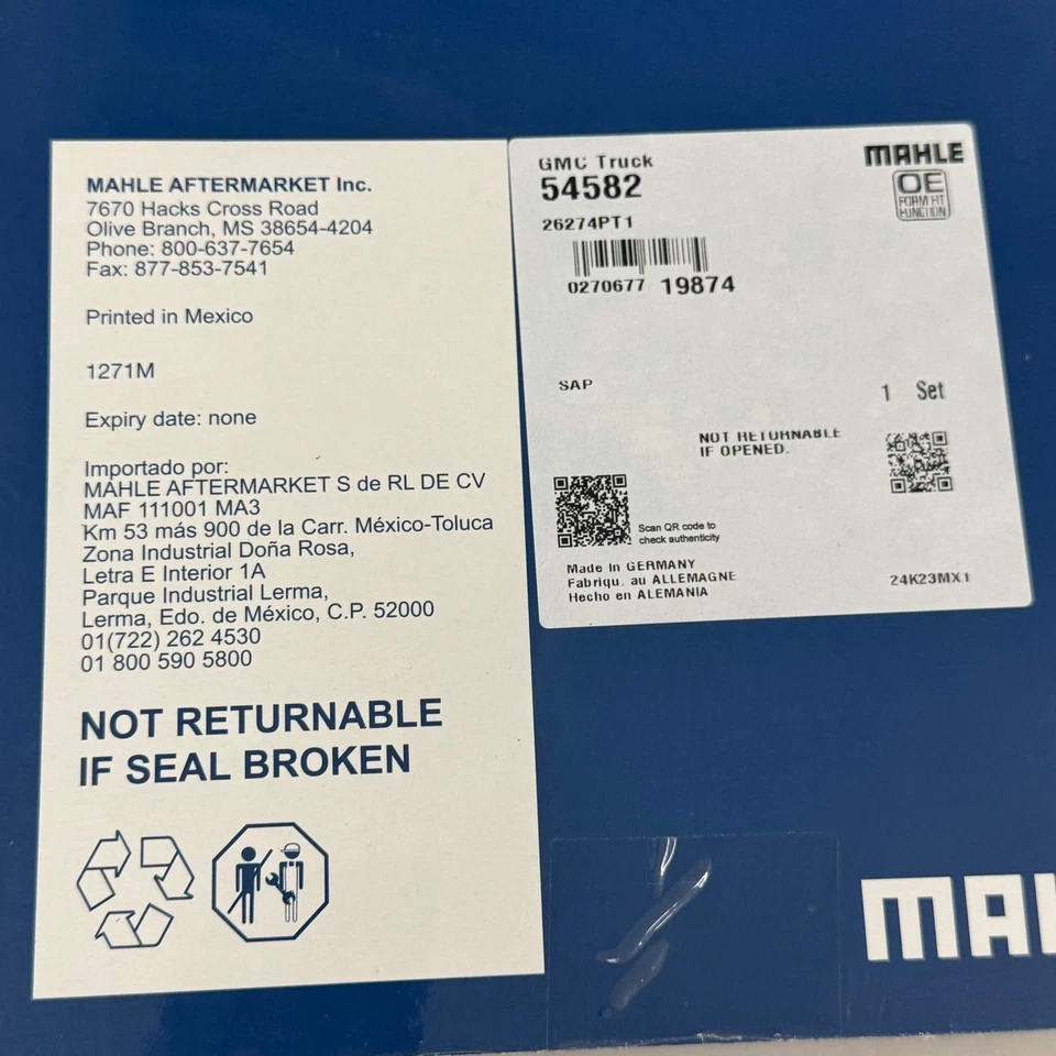 Junta de culata de motor MAHLE para Chevy 54582 Foto 4 de 4