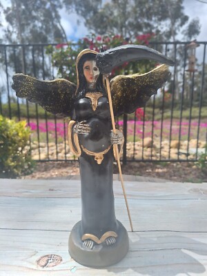 Santa Muerte / Blessed Color Black Fully Loaded Pregnat with Wings Size 11.5''x5''