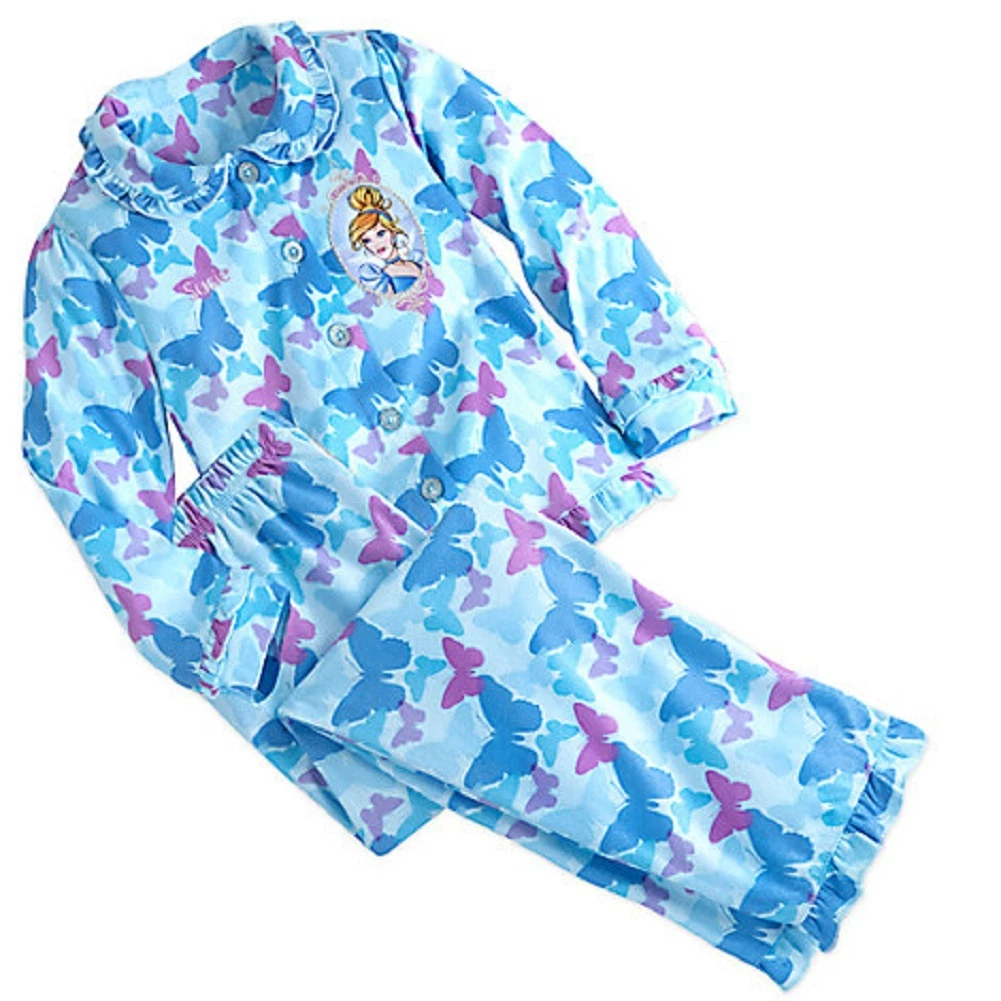 Disney Store Cinde Flannel Sleep Set Pajamas Princess Blue New
