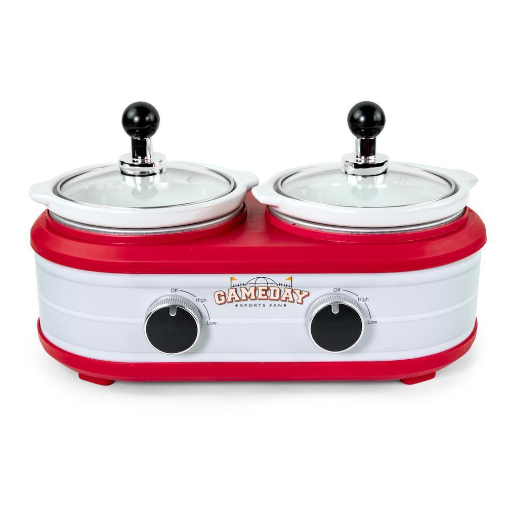 Slow Cooker 1.25 Qt. 2-Section Red Temperature Control Dials