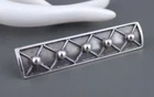 Bar brooch brooch geometric pattern handmade from 835 silver