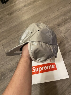 Supreme PrimaLoft Earflap Camp Cap S/M Silver Box Logo Limited