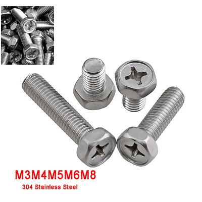 NEIN Tornillos hexagonales M3M4M5M6M8 acero inoxidable V2A hexagonal ranura en cruz cabeza cóncava