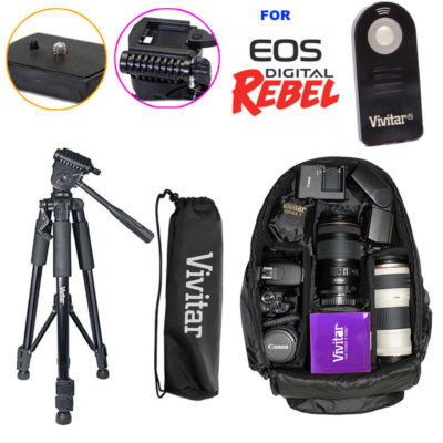 52'' TRIPOD + VIVITAR BACKPACK+IR REMOTE KIT FOR CANON EOS REBEL T5 T5I T6T6I T3I