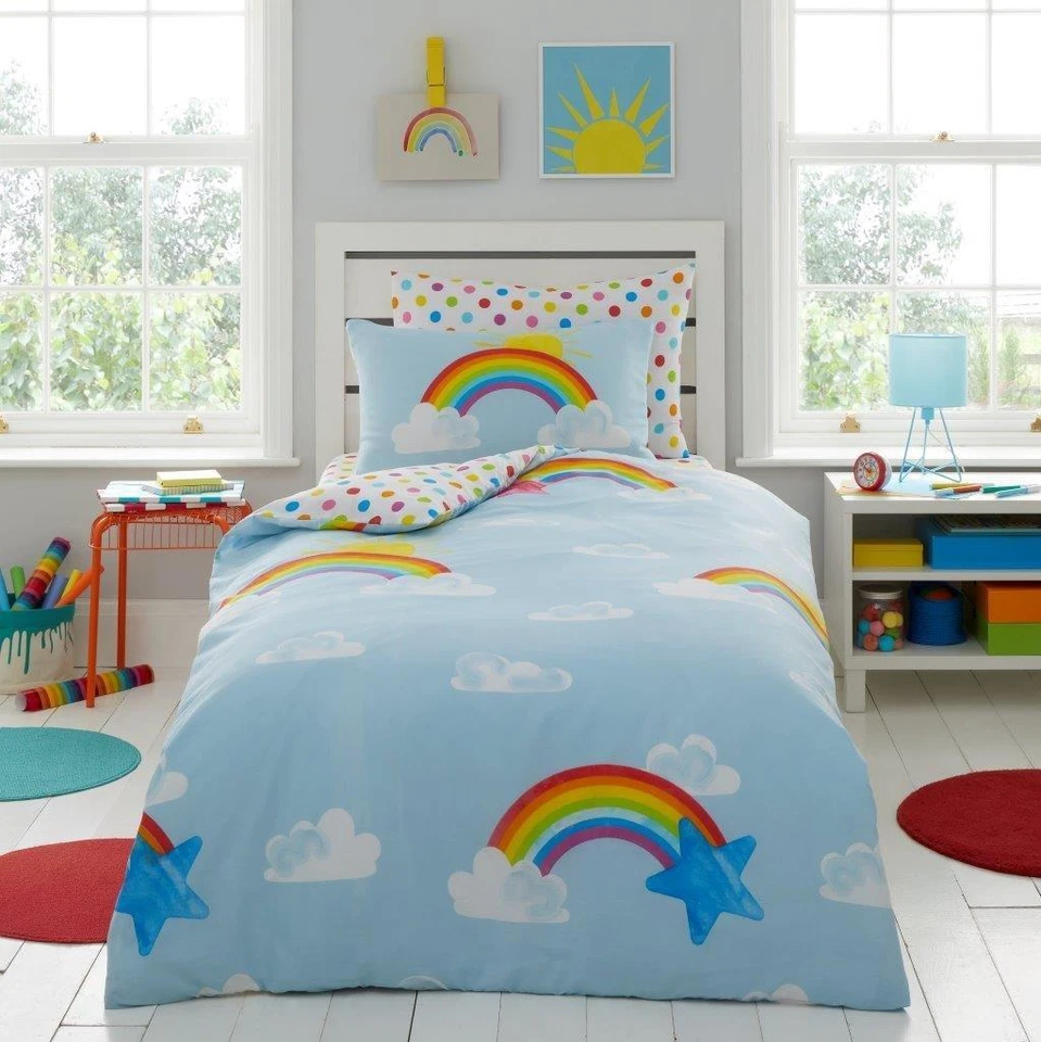 Sunny Rainbow Duvet Set With Pillowcase, Curtain Or Fitted Sheet Kids Beddings - Image 2 of 4