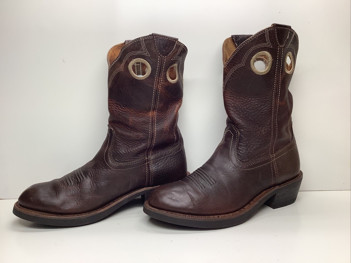 MENS ARIAT 4 LR COWBOY DARK BROWN BUCKAROO BOOTS SIZE 9.5 D  display picture 2