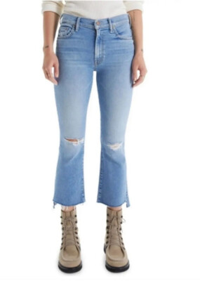 Mother The Insider High Waist Crop Step Fray Hem Jeans Thrilling 