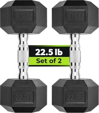 Hex Dumbbell Set, 2.5-125 Lb Rubber Encased Exercise & Fitness Dumbbells, Weight