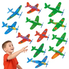 8" Foam Glider Planes 12-Pack – Easy Assembly, Kids Outdoor Fun, Party Favors