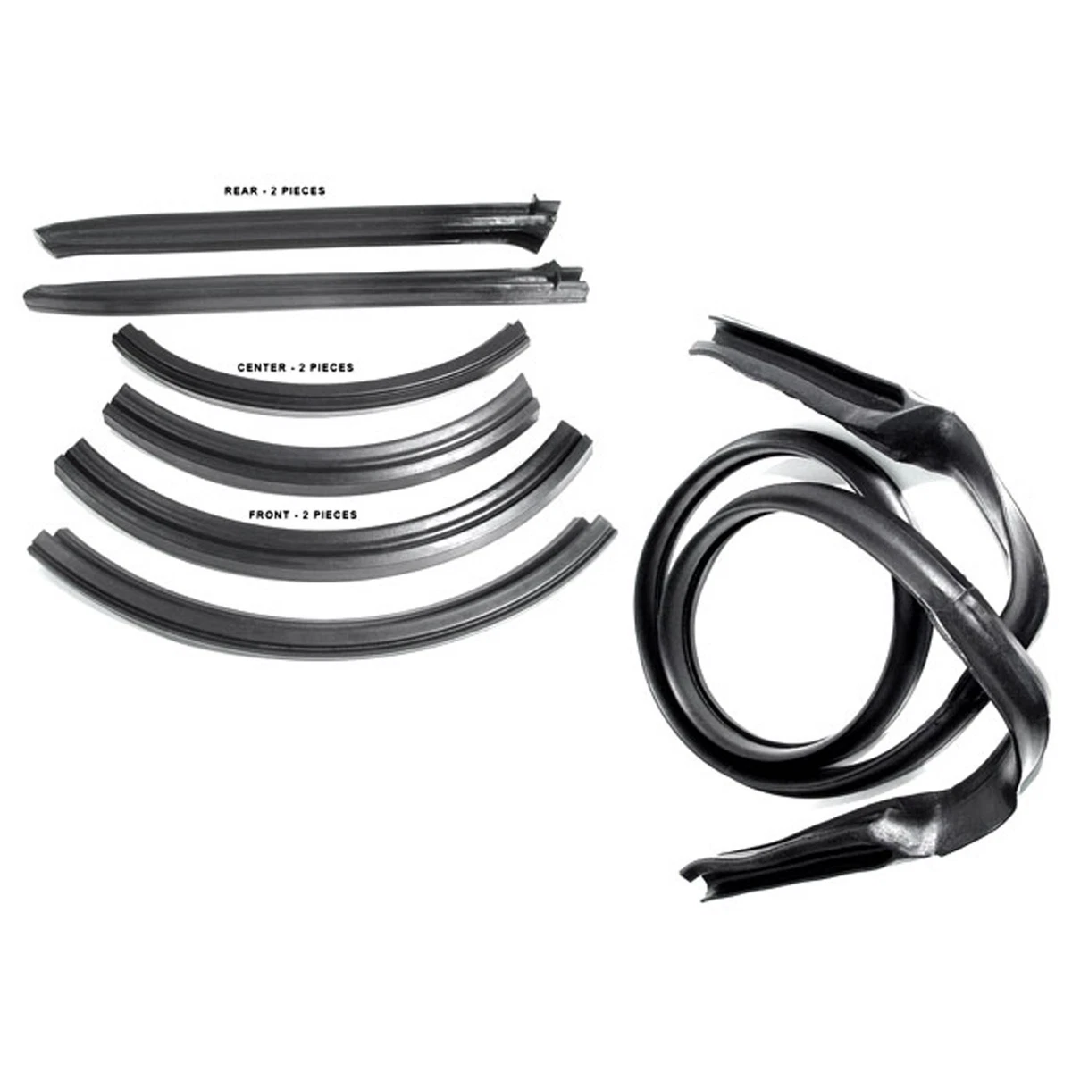Juego De 7 Sellos De Riel De Techo Para Dodge Dart/Plymouth Valiant Convertible 1963-1966 – Goma Negra