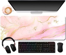 Extended Mouse Pad with Cup Coaster for Computer and Keyboard  31.5 X 11.8 inc...