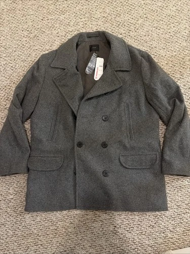 NWT $298 J.Crew Men's XXL Wool Dock Pea Coat w/PrimaLoft Antique Pewter video thumbnail