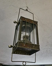 ANTIQUE BRASS SHIP OIL LANTERN NAUTICAL SHIP LIGHT ◇ 21" TALL 