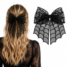 Halloween Spider Bow Hair Clips Black Lace Spider Web Bat Hair Bow Clip
