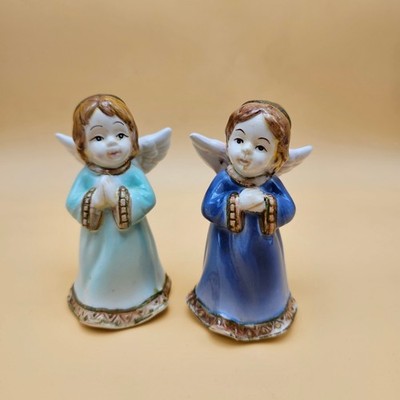 Ceramic Angel Figurines Salt Pepper Shakers Praying Vintage Kitchen Decor Set