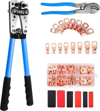 Battery Cable Lug Crimping Tool 10-1 AWG with Cutter Wire Crimper Set