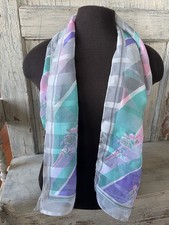 Stripes  Floral Print 100 Polyester Semi-Sheer Rectangular Scarf  please read