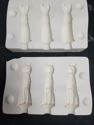 RARE Vintage Ceramic Slip Mold Doc Holliday #2563 Egyptian Cats TART BURNER HTF