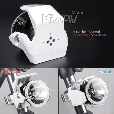 3'' metal housing round fog light halogen H3 12V 55W ECE white shield xPAIR ε