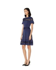 Michael Kors Navy Fit & Flare Dress Lace Trim Size PS