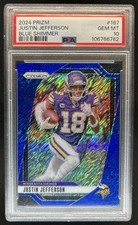 2024 Panini Prizm Justin Jefferson Blue Shimmer #/25 Vikings PSA 10 GEM MINT