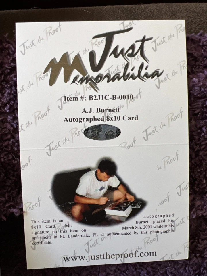 Just Minors 2000 - Autógrafos justificables A.J. Burnett #BA-03 (AU) Foto 3 de 3