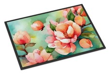 NEW Delaware Peach Blossom in Watercolor Doormat Front Door Mat Indoor Outdoor