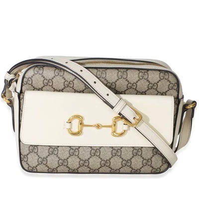 Gucci Sac Épaule Petit 1955 Horsebit En Toile GG Supreme Beige Blanc - Photo 1/4