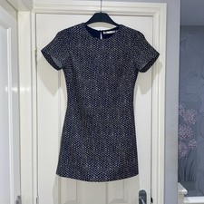 Zara Navy Blue Patterned Open Back Skort Short Smart Playsuit Medium