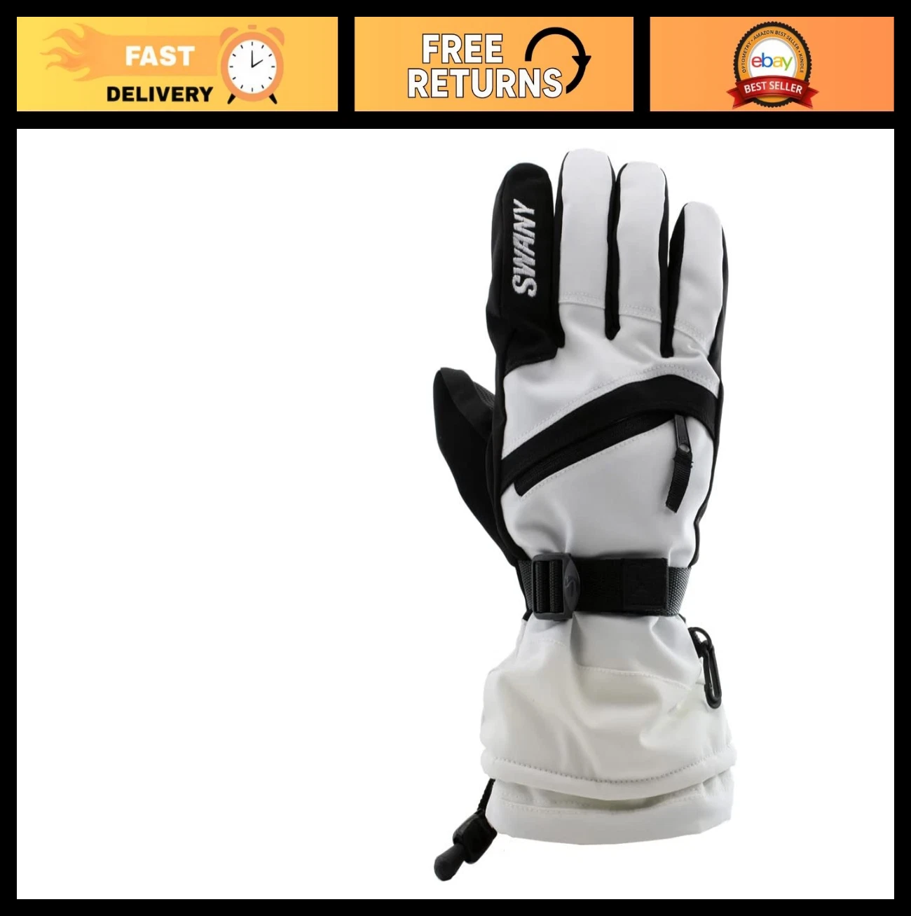 Men's Insulated Winter Sports Gloves - Warm, Quick-Drying, Adjustable, Utility H