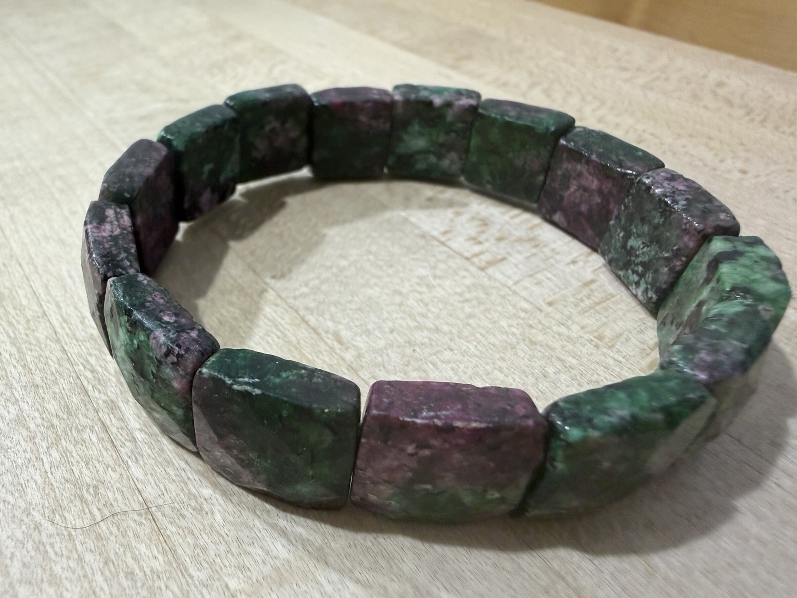 Natural Ruby Zoisite (Anyolite) Stretch Bracelet … - image 1