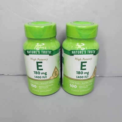 2x Nature's Truth High Potency E 180 MG 400 IU 100 Quick Release Softgels -2028 