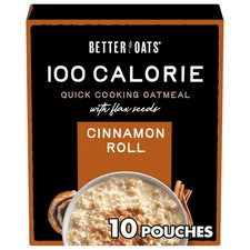 100 Calorie Cinnamon Roll Oatmeal Packets, Flax Seed and Whole Grain Breakfast,
