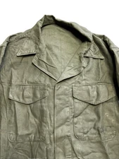 Vintage Blouse Top Shirt Jacket US Military P58 P56 USMC Sateen HBT Olive 1950s