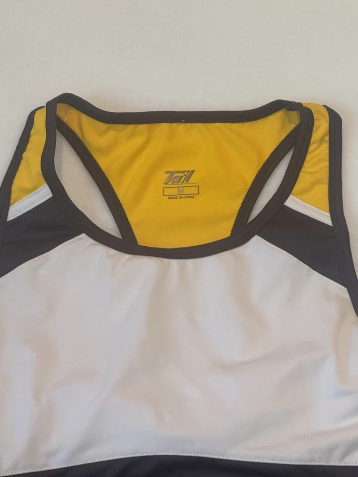Camiseta deportiva de fitness TAIL para mujer talla M sin mangas blanca amarilla gris Foto 3 de 4
