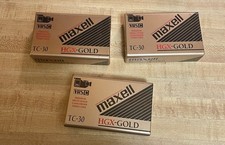 3 Maxell Camcorder Video Tapes VHS-C TC-30 HGX Gold Premium High Grade