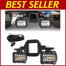 4-Inch LED Pods with 2.5 Inch Tow Hitch Brackets - Bright Amber and White Light