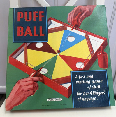 RARE 195's  Vintage SPEAR WORKS England PUFF Ball Board Game EUC