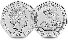 Royal Mint 2020 MEGALOSAURUS Dinosaur 50p Certified Brilliant Uncirculated