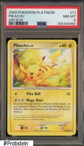 2009 Pokemon Platinum Arceus #71 Pikachu PSA 8 NM-MT