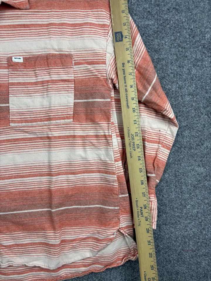 Rip Curl Shirt Mens Small Red White Stripe Button Front Cotton Casual 01YWSH - Image 4 of 4