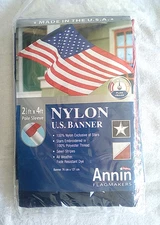 American USA Banner Flag Nylon 2.5’ x 4' Pole Sleeve Embroidered Stars All Weath