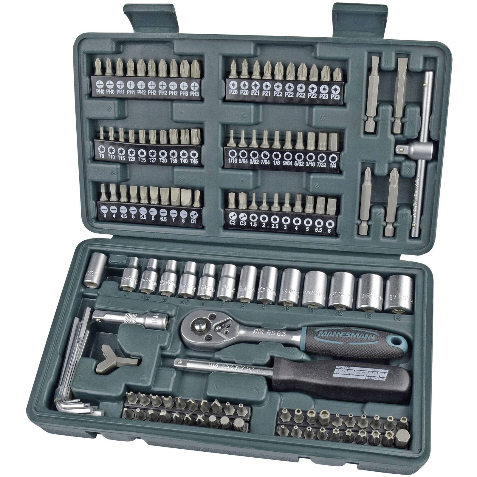 Brüder Mannesmann Bit Set 1/4"" Metric 130-Piece Durable Set