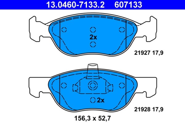 ATE Bremsbelagsatz Scheibenbremse 13.0460-7133.2 FüR Punto Fiat JTD 16V 188 237-image