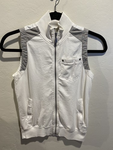 Guess EE. UU. para Hombre Chaleco Cremallera década de 2000 Blanco Gris  Pequeño | eBay