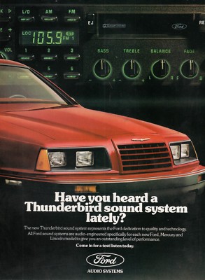 1985 Ford Thunderbird Ford Audio Systems Original Vintage Print Ad
