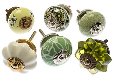 10 x Mixed Pink Shabby Chic Ceramic Cupboard Knobs Drawer Pull Kitchen MG-202