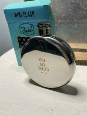 Oh My Chic! Round Smooth Stainless Steel Pocket Mini Flask ''Oh My Chic!''