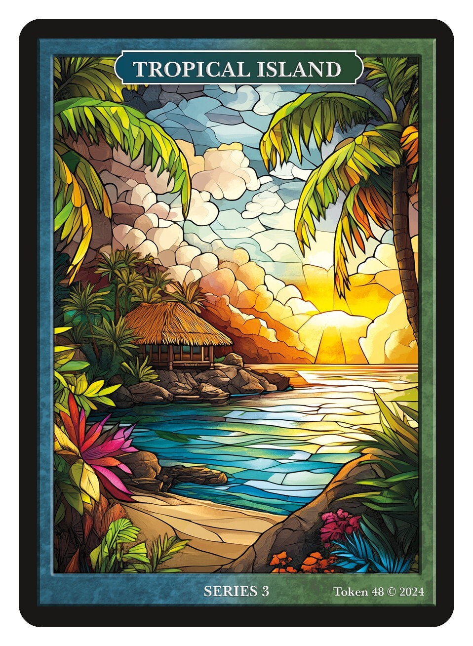 Tropical Island Stained Glass Token Givememana Tokens Magic the Gathering