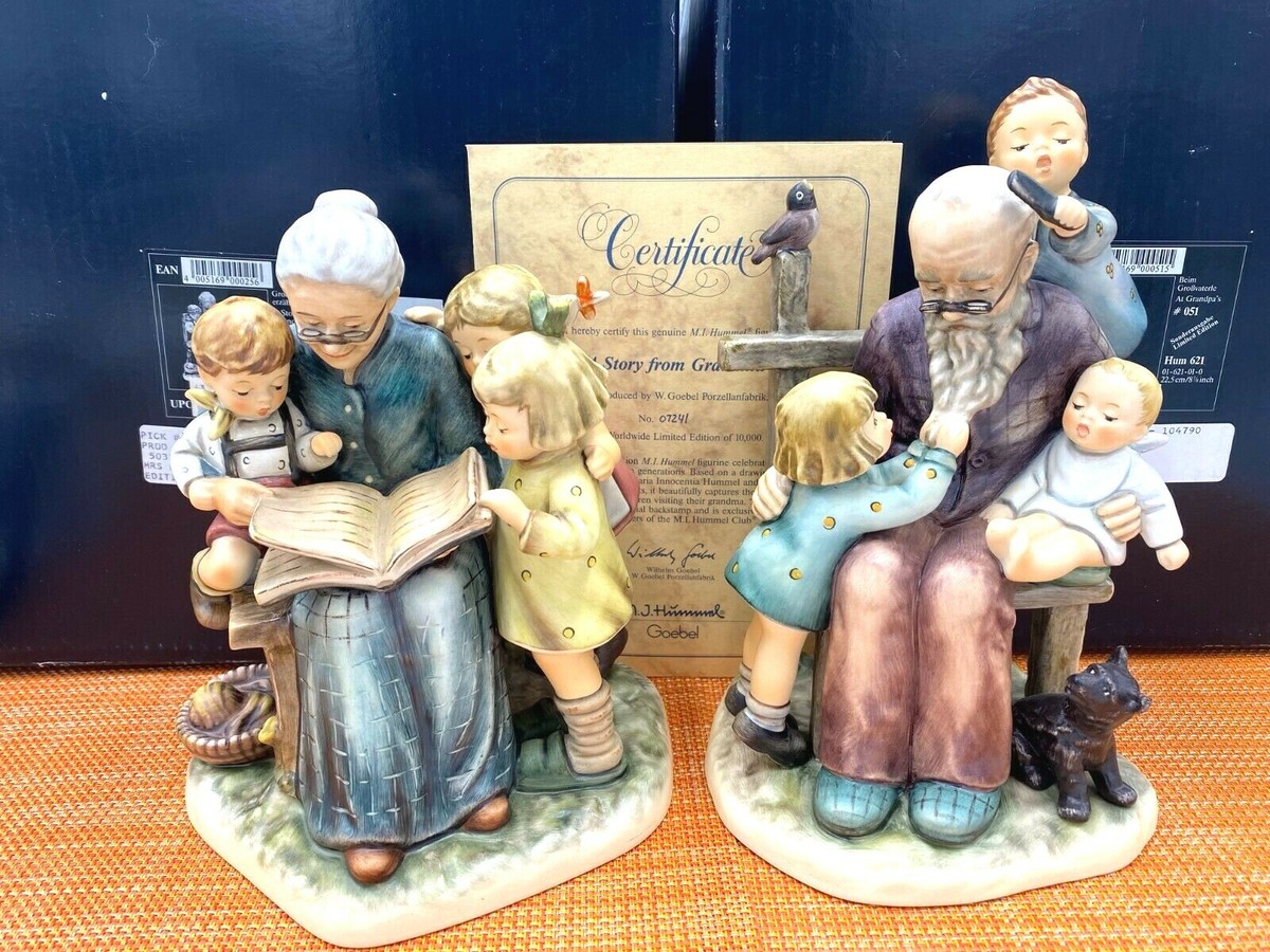 HUMMEL A STORY FROM GRANDMA #620 & AT GRANDPAS #621 MATCHED SET